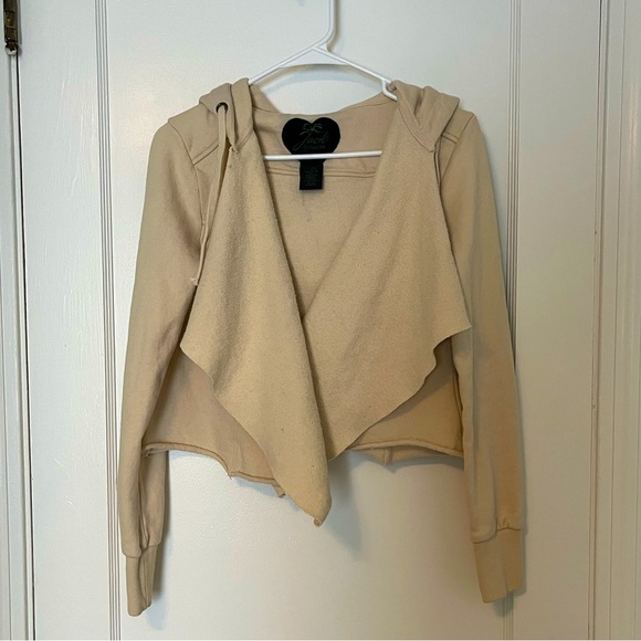 Jack by BB Dakota Tops - Open Front Cream Hoodie, size S